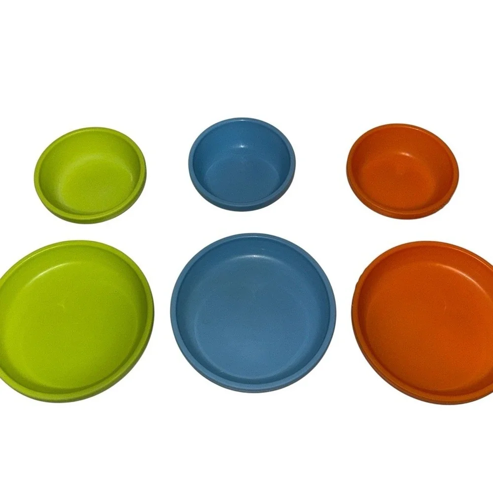 Ikea Kids Dinnerware Set of 6 Color Children Round Plastic Plates Bowls